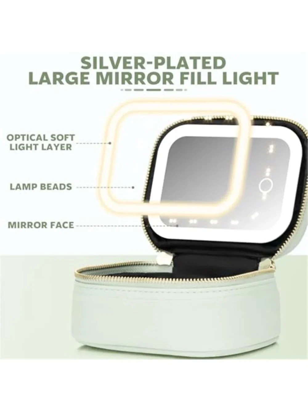 Mini Makeup Bag with Led Mirror, Small Travel Make up Bag 3 Light Modes